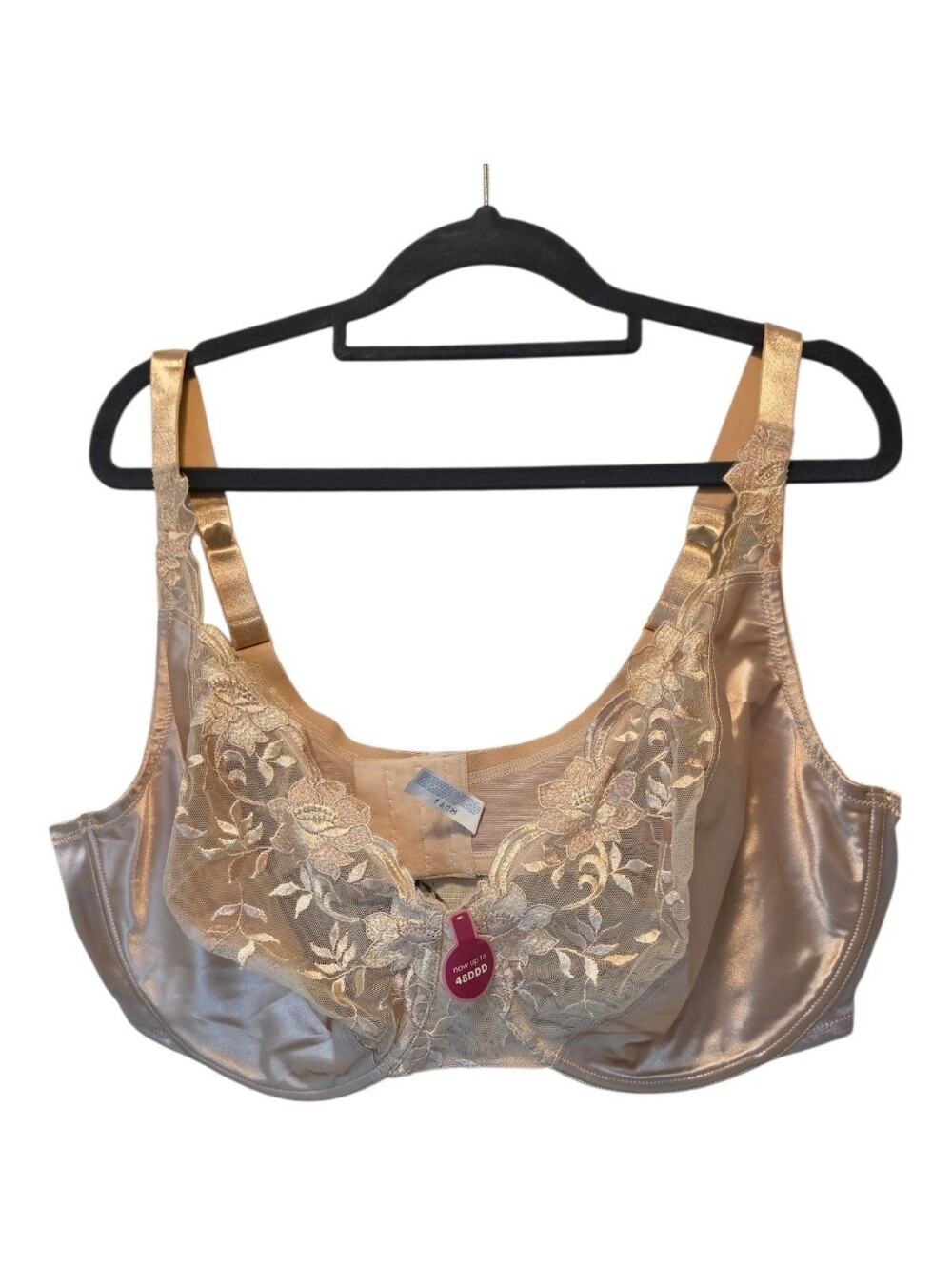 Playtex Nude Lace Full-Coverage Satin Bra Size 48D